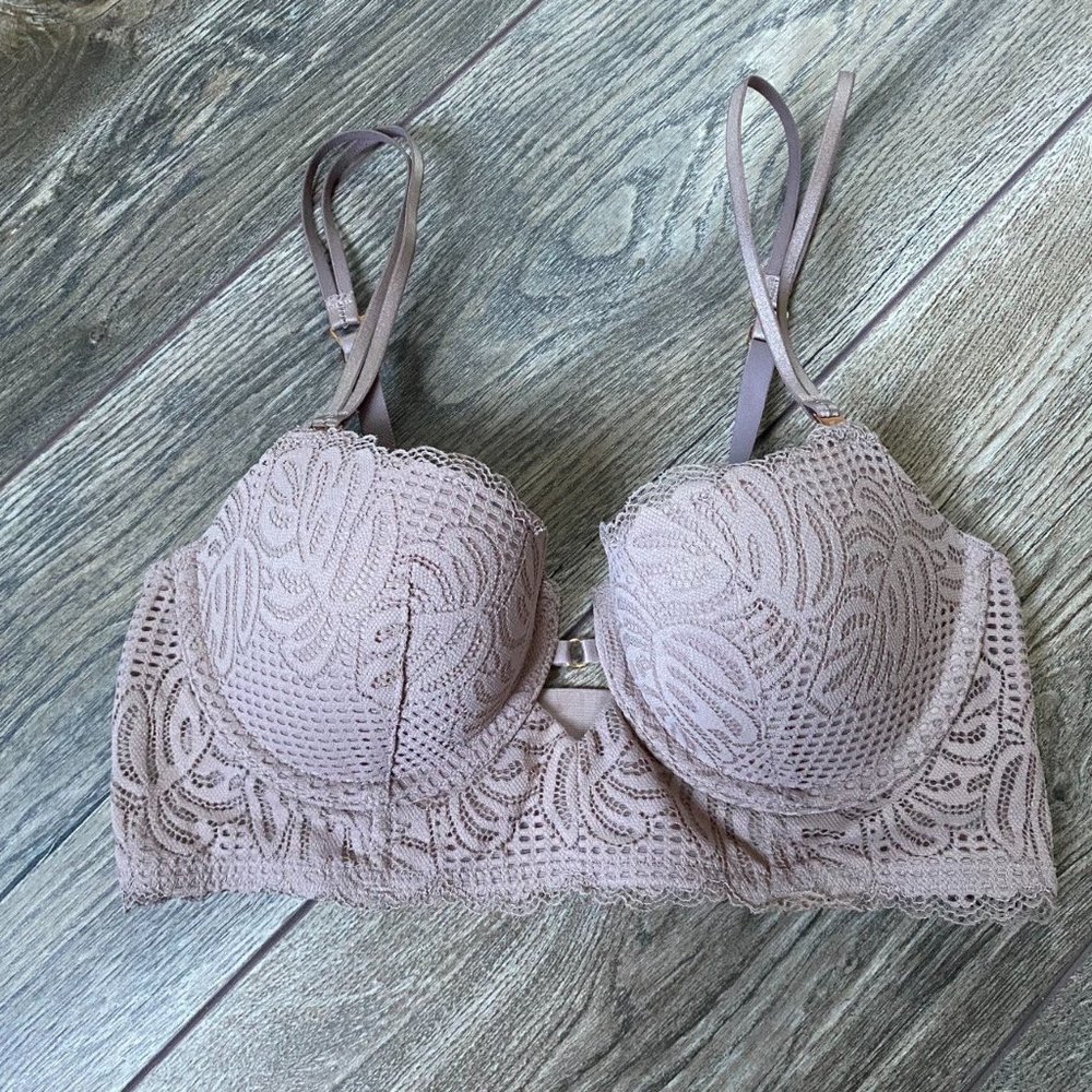 aerie lace balconette style bra light rose/lavender 32C